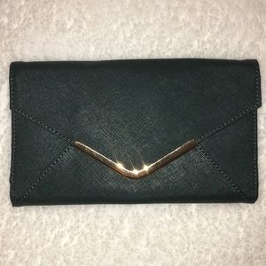Green Envelope Wallet Clutch with Chain